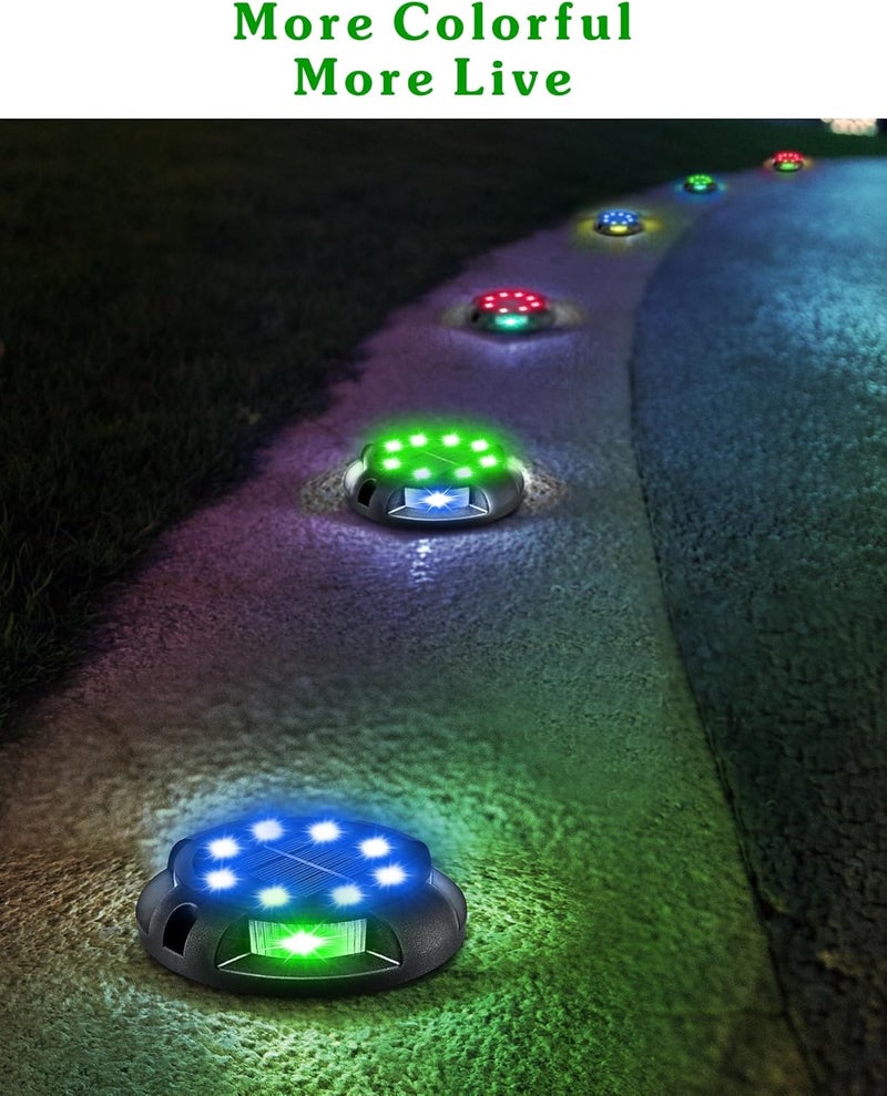 Biling Solar Pathway Lights Outdoor Uplight Sidelight, 8 Packs Multi Color Solar Ground Lights Waterproof for Yard Walkway Garden Halloween Decorations - Image 3